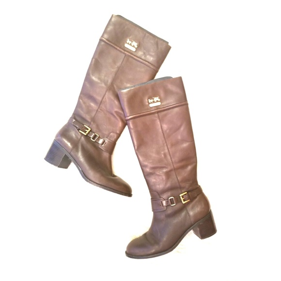Coach Brown Leather Boots Genuine Leather/Size 39 - Picture 6 of 6